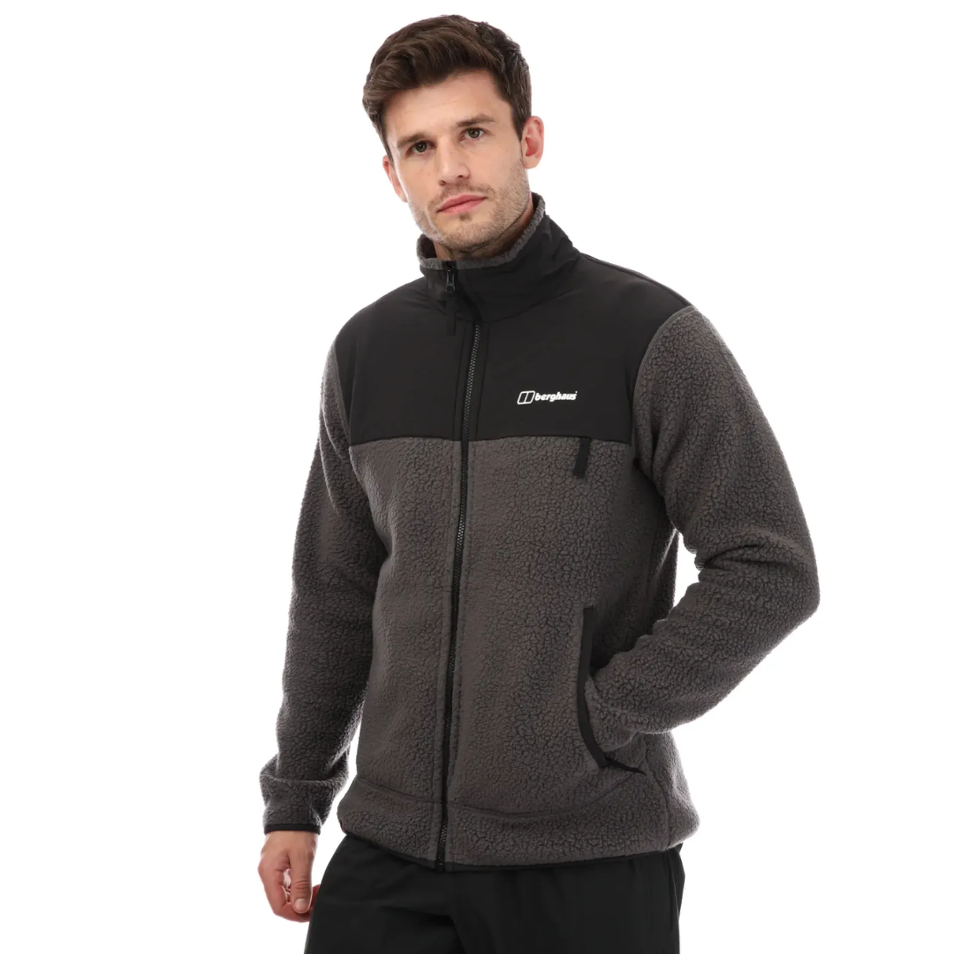 Syker Fleece Jacket in Grey Black